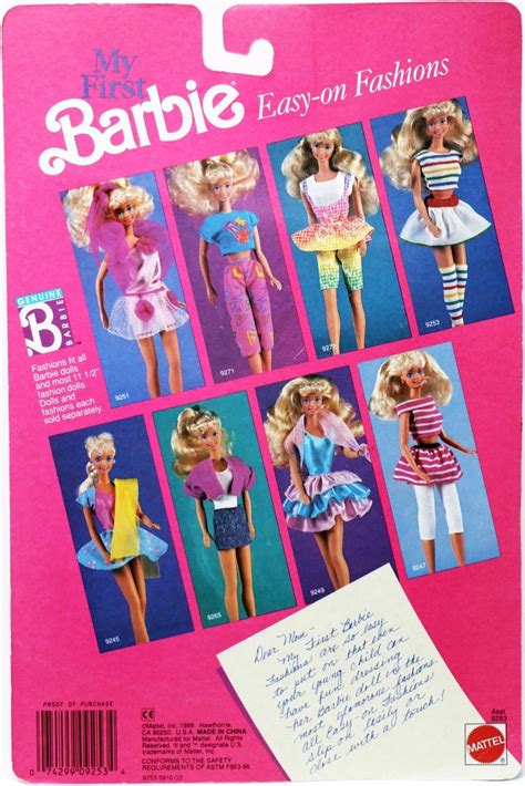 Back 1989 My First Barbie Easy On Fashions Various Mattel Vintage Barbie Clothes