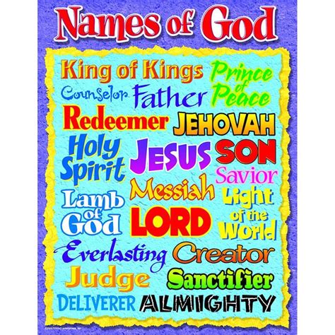 T 38703 Names Of God Learning Chart Teach Children How To Use The Bible