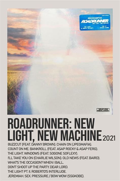 Roadrunner New Light New Machine By Brockhampton Minimalist Album Poster Music Poster Album