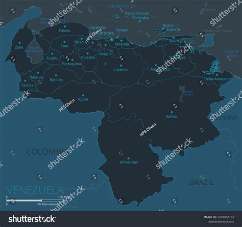 Venezuela Map High Detailed Map Venezuela Stock Vector Royalty Free