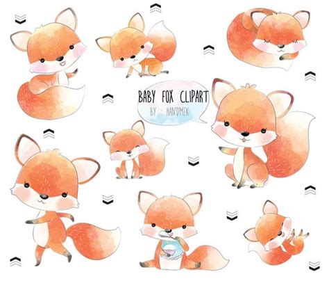 Baby Fox Cute Fox Clip Art Instant Download Png File 300