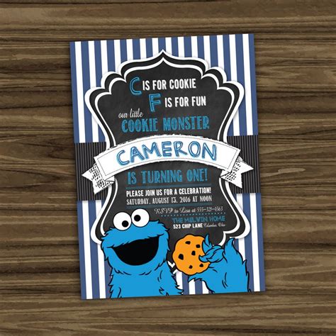 Cookie Monster Birthday Invitation Printable By Doubleudesign