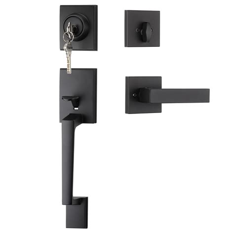 Buy Haidms Black Front Door Handle and Deadbolt Set, Entry Door Handle