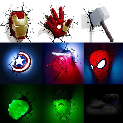 Marvel Avengers Led Wall Lamp Bedroom Living Room 3d Light Ironman For