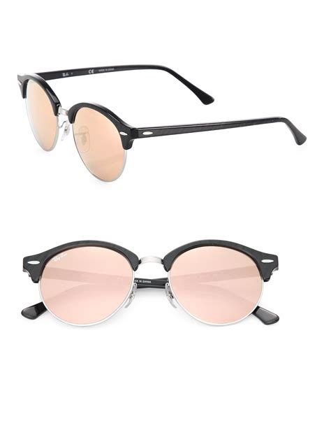Ray Ban 51mm Mirrored Round Metal Sunglasses In Pink Lyst