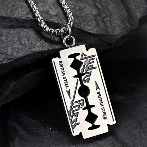 Razor Blade Pendant Necklace Judas Priest British Steel Etsy