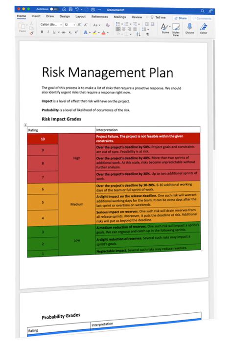 Risk Management Plan Example From Real Project Template