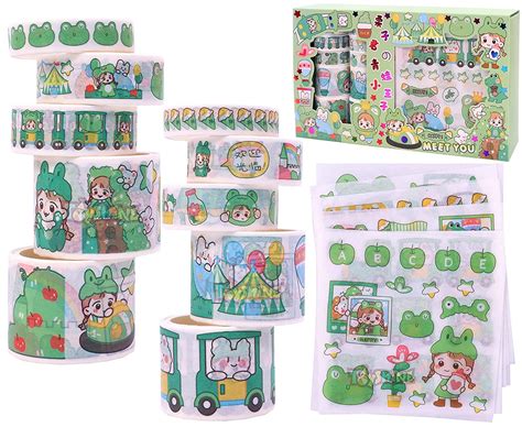 toyshine cute washi tape set 10 tape rolls 10 stickers decorative masking tapes for arts diy