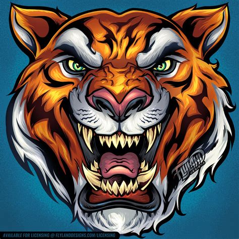 Tiger Mascot Head Flyland Designs Freelance Illustration And Graphic