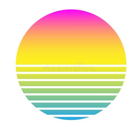 Retro Sunset In The Style Of The 80s 90s Stock Vector Illustration