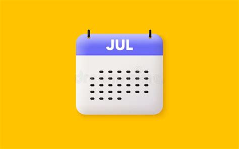 July Month Icon Event Schedule Jul Date Calendar Date 3d Icon Vector