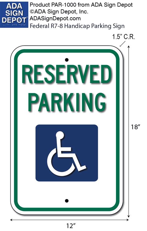 R7 8 Federal Handicapped Reserved Parking Sign 12 X 18 Ada Sign Depot