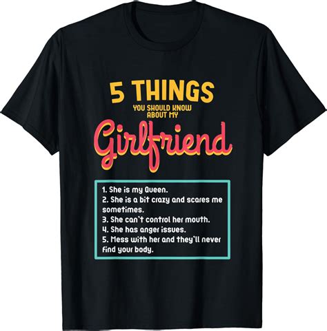 Mens 5 Things You Should Know About My Girlfriend T Shirt Uk Fashion