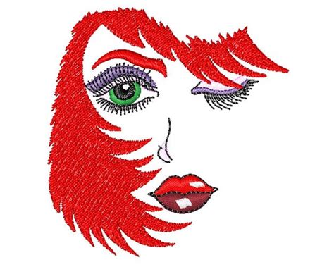 Womans Face And Hair Machine Embroidery Design Etsy
