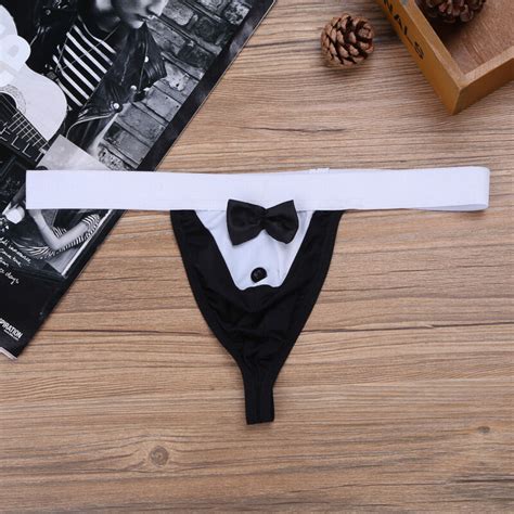 Men Servant Waiter Tuxedo G String Thong Brief Costume Bikini Underwear