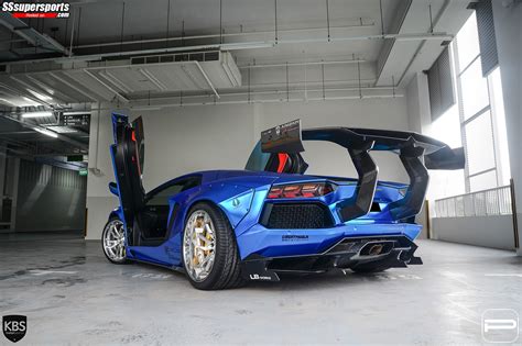 6 Chrome Blue Liberty Walk Lamborghini Aventador Pur Wheels Rear Side