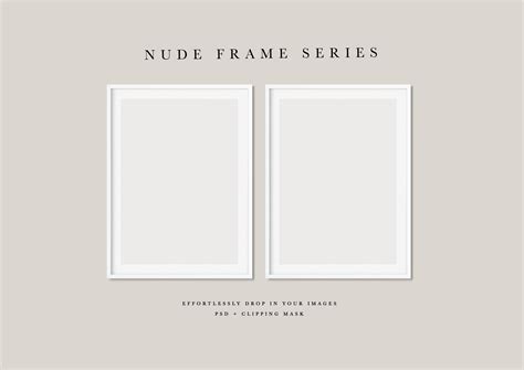 Nude Series Frame Mockup Two Portrait Photo Frame Styled Thin Frame