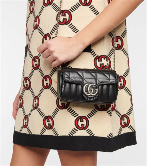Gucci Gg Marmont Super Mini Leather Shoulder Bag In Gray Lyst Atelier