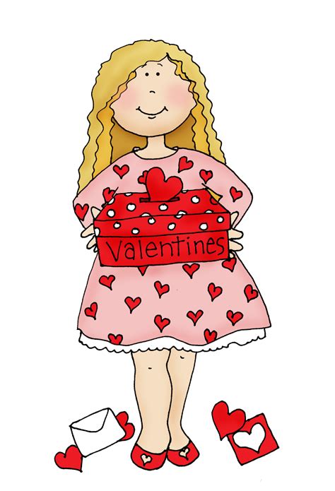 Free Dearie Dolls Digi Stamps: Girl with Valentine Box | Digi stamps, Valentine, Valentine box