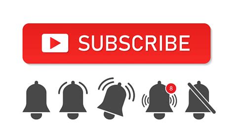 Subscribe Button For Video Channel Subscription Icon With Bells Red