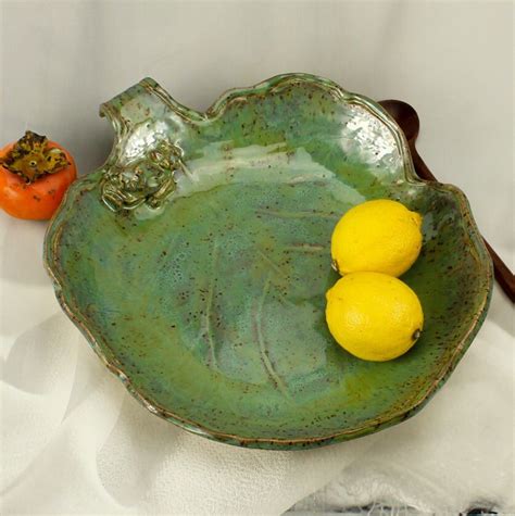 Green Bowl Large Green Ceramic Fruit Plate Large Serveware Etsy