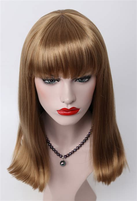 Light Strawberry Blonde Thick Long Straight Bangs Women Daily Life Full