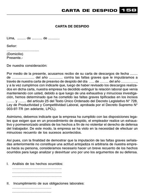 Modelo De Carta De Despido Laboral Costa Rica Sanatamor 1