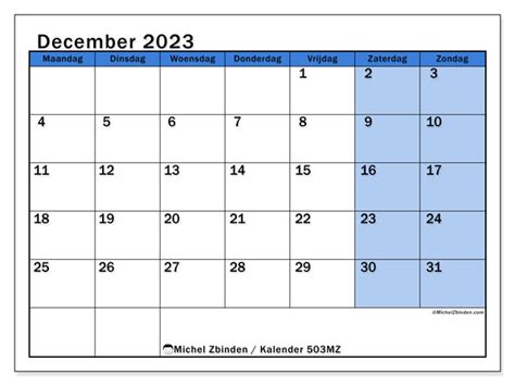 Kalender December 2023 Om Af Te Drukken “504mz” Michel Zbinden Sr