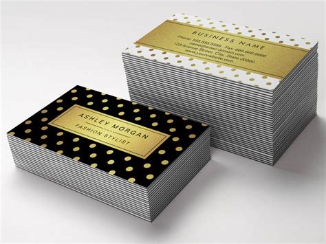 Customizable Luxury Black And Gold Glitter Polka Dots Business Cards