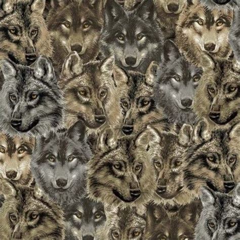 Wolves Wolf Head Heads Allover Fleece Fabric Print By The Yard A35028b