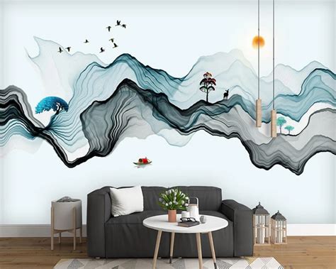 Beibehang Custom Wallpaper Modern Simple Abstract Ink Landscape Photo