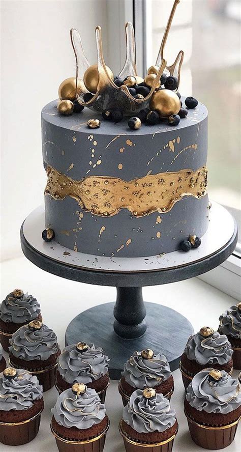 37 Pretty Cake Ideas For Your Next Celebration Grey And Gold Cake Chocolate Cake Designs