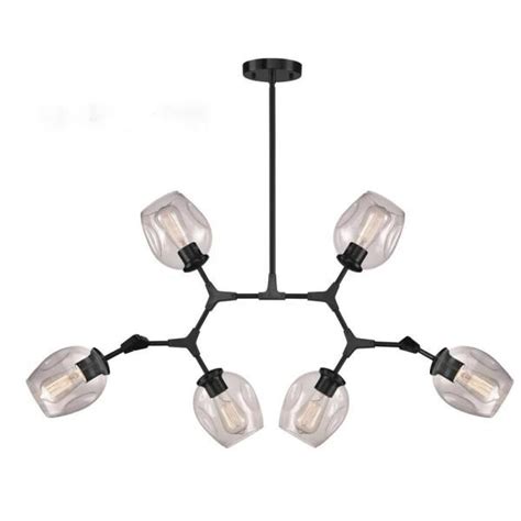 Monteaux Lighting 6 Light Black Modern Pendant With Clear Glass Shades