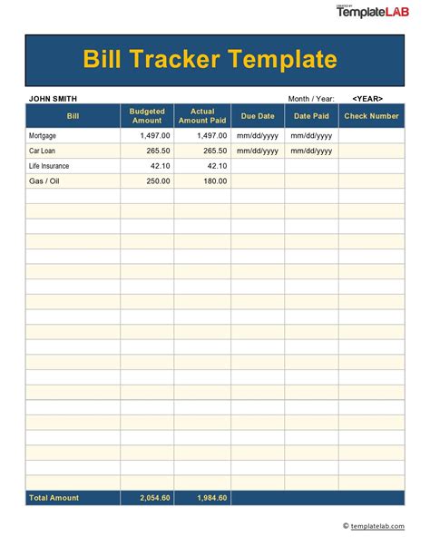 Bill Tracker Template Excel Free Bill Of Materials Template Vrogue