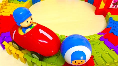 Funny Pocoyo Car Race Track Youtube