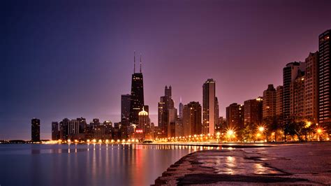 Chicago Skyline Sunset Wallpaper