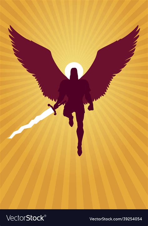 Archangel Michael Flying Silhouette Royalty Free Vector