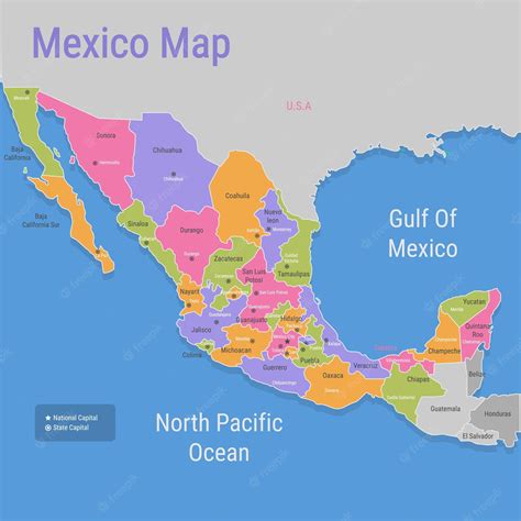 Premium Vector A Map Of Mexico With The States Labeled