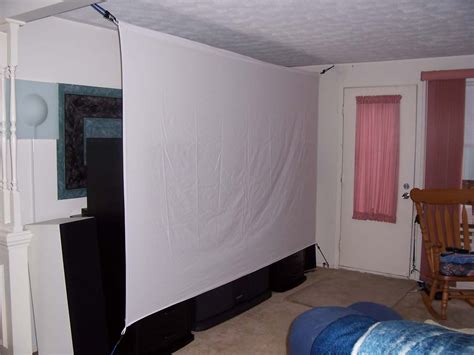 Diy Projector Screen Made With Bed Sheets And Bungee Cord For Now