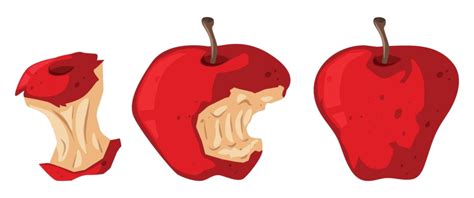 Vector Illustration Of A Brown Rotten Cartoon Apple With Unpleasant