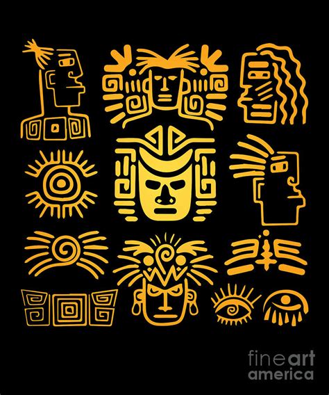 Aztec Face Mayan Mask Inca Civilization Native Gift Digital Art By Thomas Larch