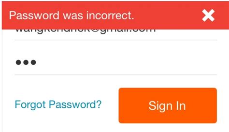 Incorrect Password Apptimize