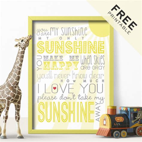 You Are My Sunshine Free Printable Designer Blogs