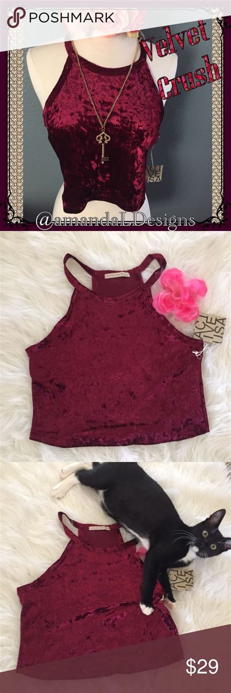 🍁 Nwt 🍁just In Velvet Crush Tank Fashion Cropped Style Clothes Design