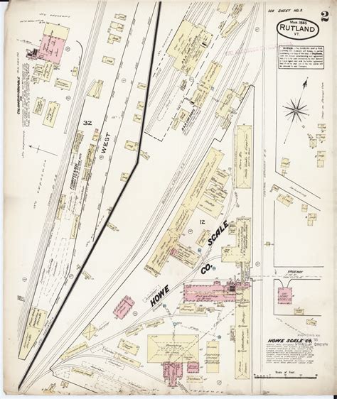 Rutland Vt Fire Insurance 1885 Sheet 2 Old Town Map Reprint Old Maps