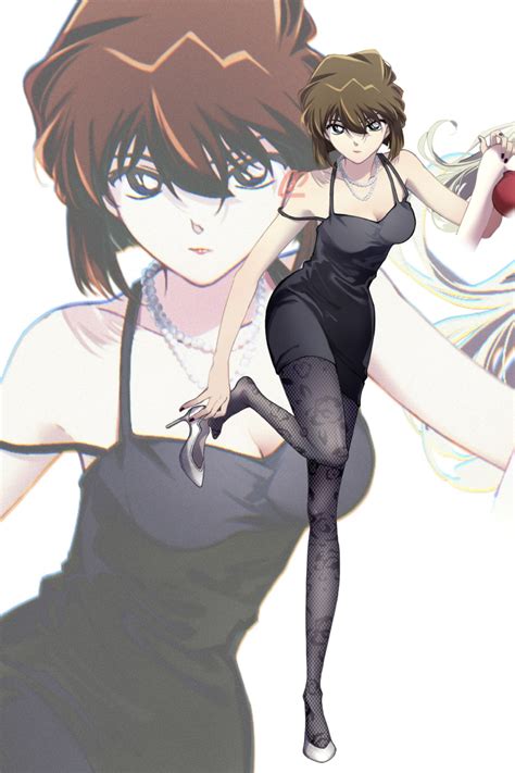 Miyano Shiho Meitantei Conan Highres 1girl Black Dress Black Nails