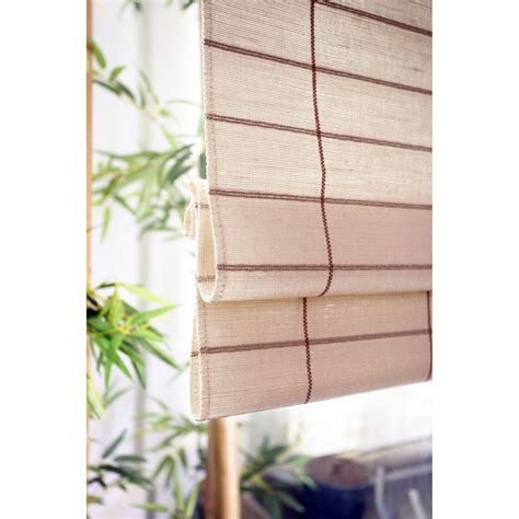 Indigo chevalle design 2 sides border flat roman shade. Chicology Kyoto Cotton and Jute Privacy Roman Shade ...