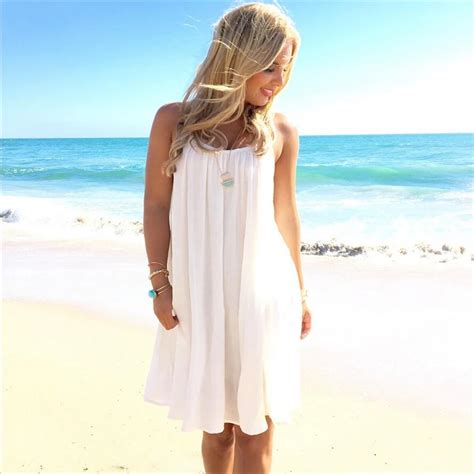 Women Beach Sling Dress 2019 Sexy Strap Chiffon Swimsuit Cover Up White