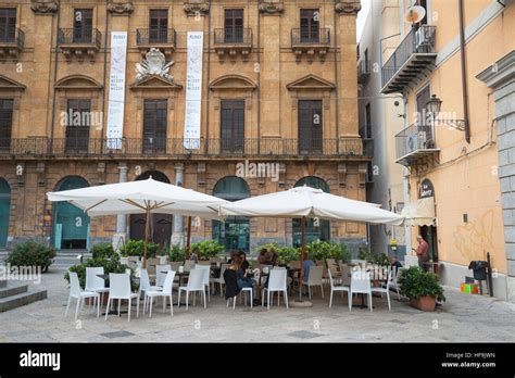 Outdoor Restaurant Palermo Sicily Italy Europe Stock Photo Alamy
