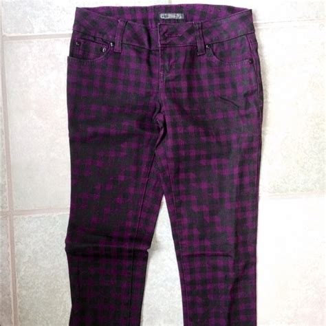 Pants And Jumpsuits Purple Checkered Jeans Poshmark